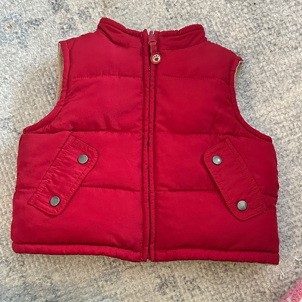Janie & Jack- Kids Reversible Red Puffer Vest- size 6-12 months